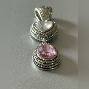 🌸 Cookie Lee Silver Tone and Pink Teardrop Pendant